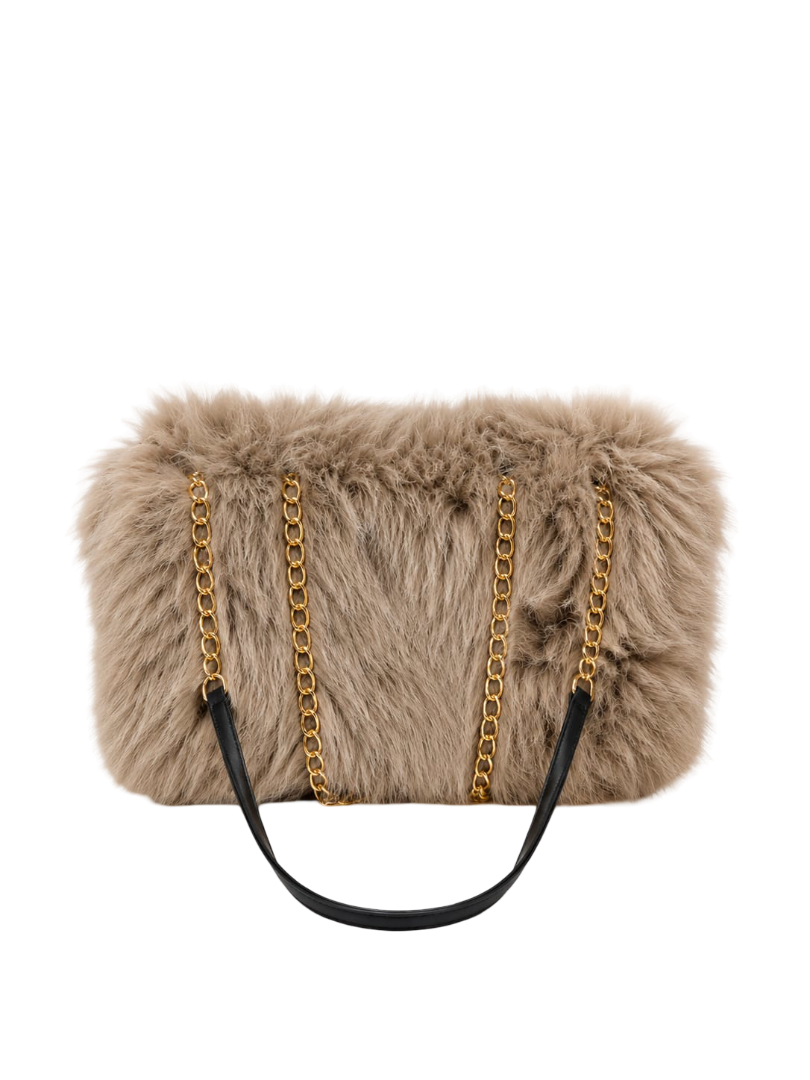 Golden Chain Fur Evening Clutch